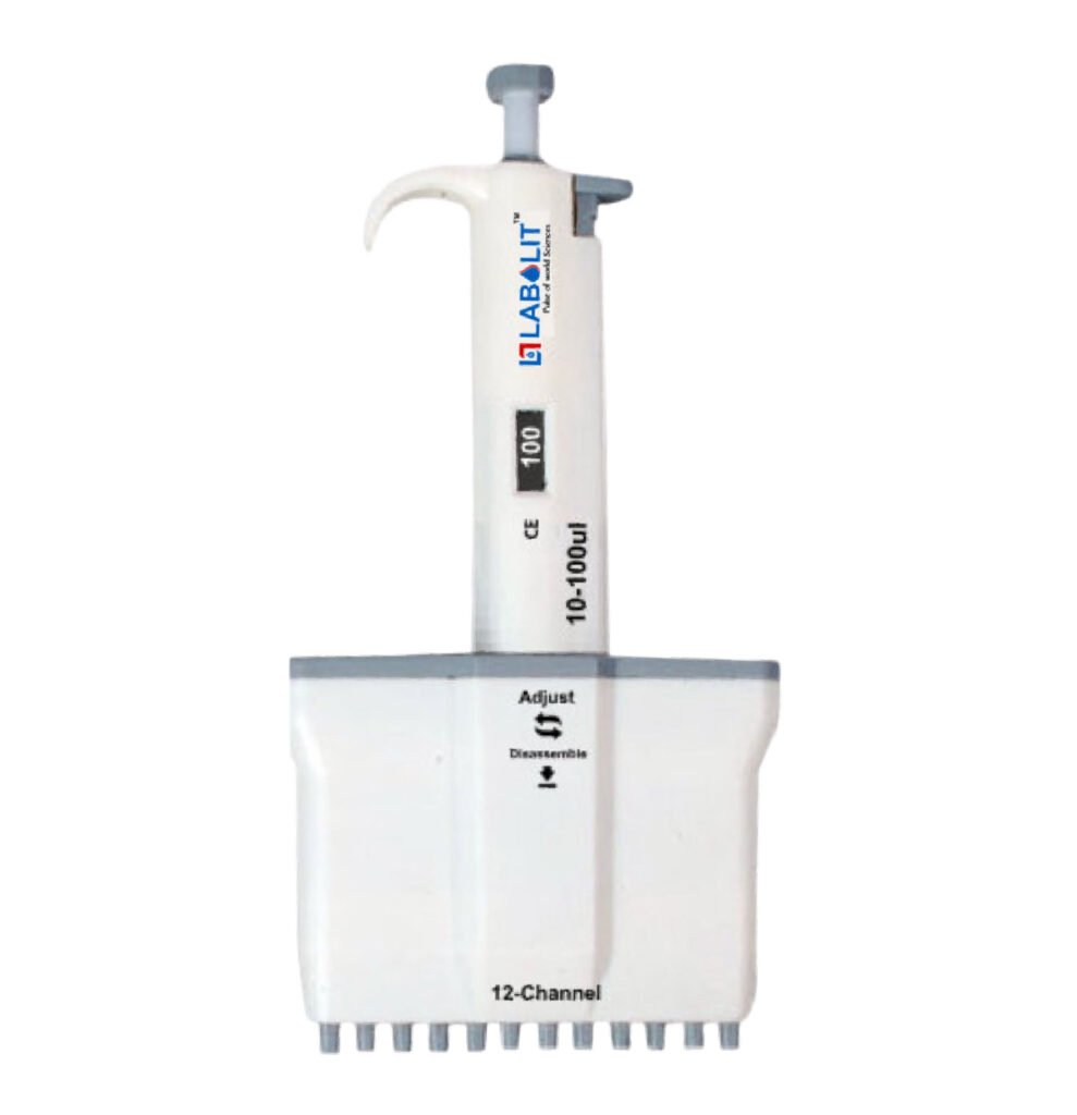 LABOLIT 8 Channel Micropipette and 12 Channel Micropipette, high-precision Multichannel Micropipette for PCR testing, ELISA applications, biotechnology research, molecular biology laboratories, pharmaceutical industries, diagnostic centers, and high-throughput liquid handling workflows.
