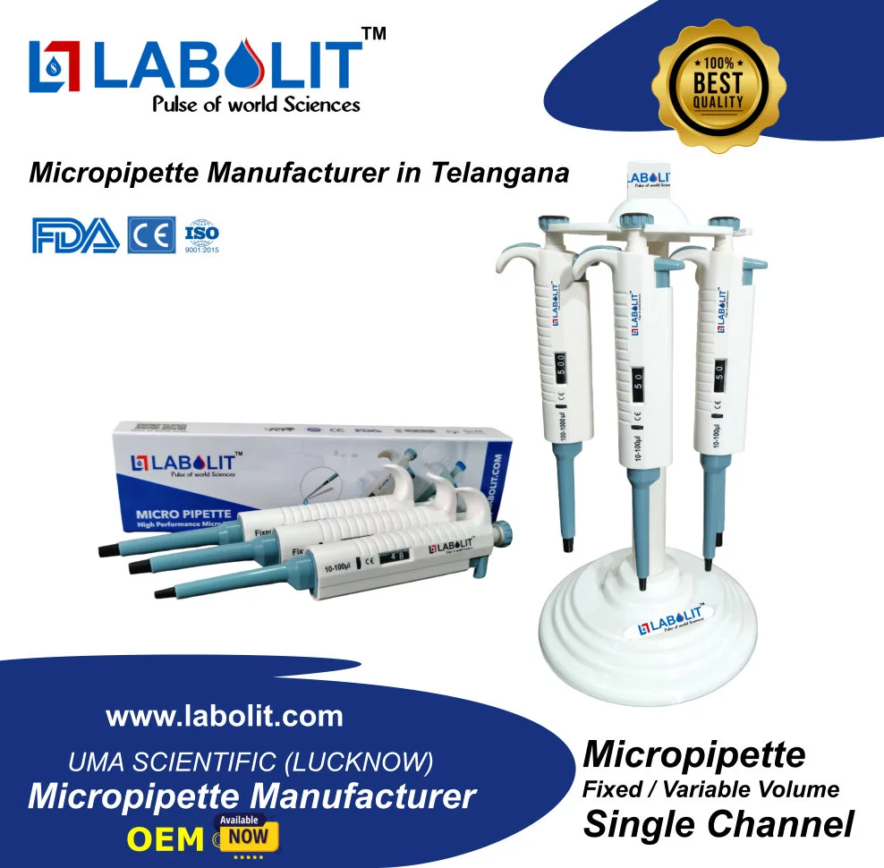 LABOLIT micropipette manufacturer & supplier in Karnataka – Bengaluru, Mysuru, Mangaluru & more. ISO, CE, FDA, NABL certified single & multichannel pipettes.