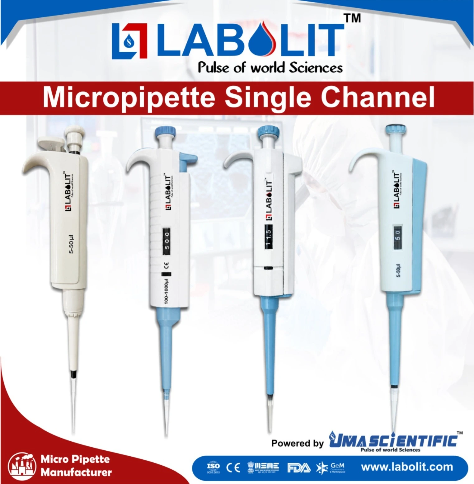 single channel micro volume pipette, single channel micropipette, variable volume micropipette, fixed volume micropipette, micropipette manufacturer, micropipette supplier, buy micropipette, micropipette price, micropipette 5-50ul, micropipette 10-100ul, micropipette 20-200ul,